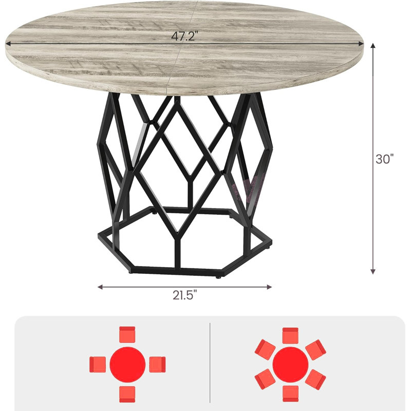Round Metal Base Dining Table