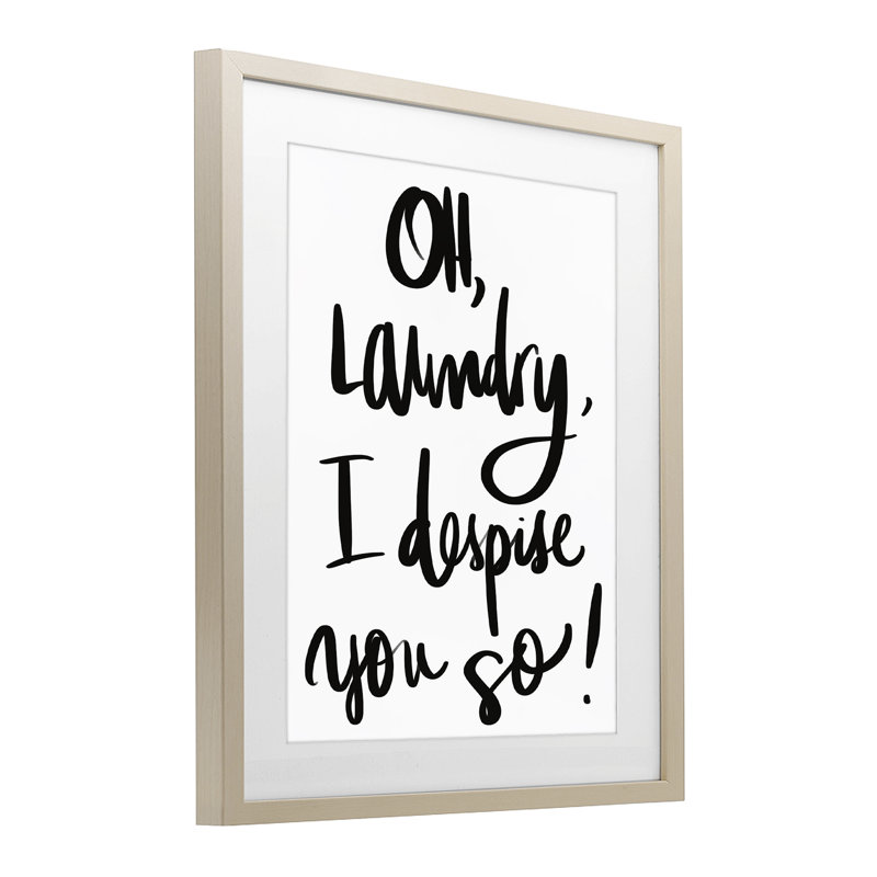 Blanchisserie «I Despise You», impression sous verre, conception par SD Graphics Studio, Cadre de récolte en pin