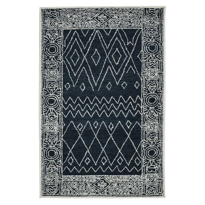 Wool Geometric Indoor Rug, Rectangle 5' x 8'