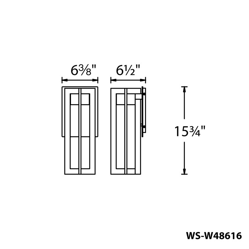 Chamber LED Outdoor Armed Sconce, Black, 15.75" H x 6.375" W x 6.5" D