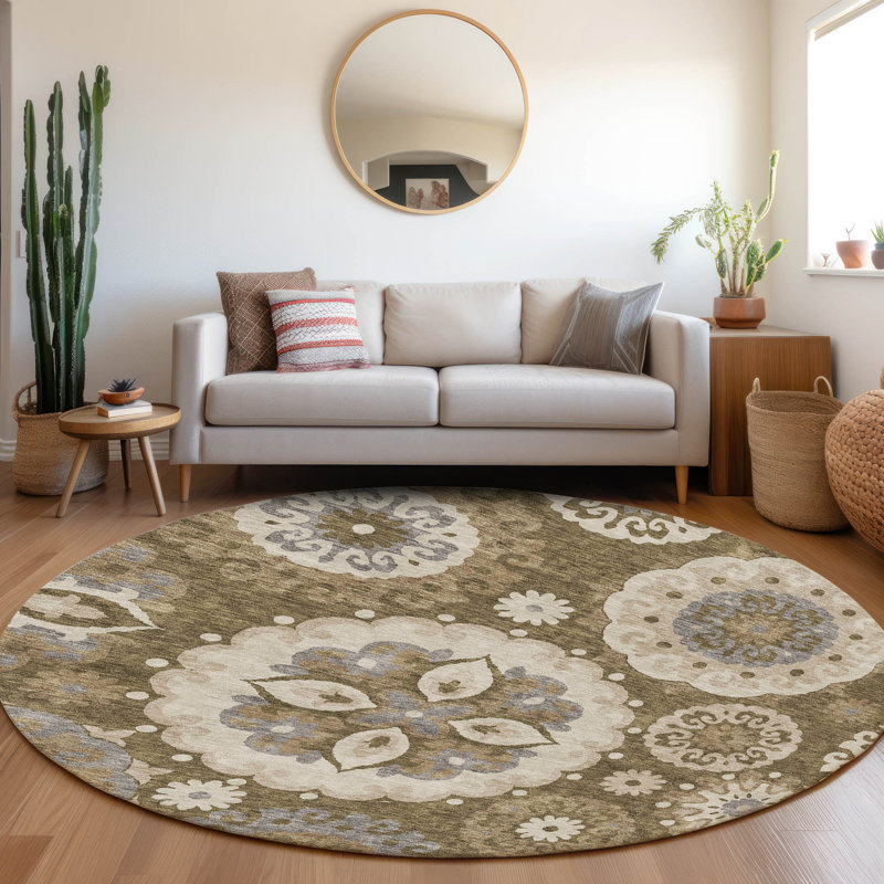 Tapis d'entrée / extérieur antidérapant Ferrand, Rond 8 pi