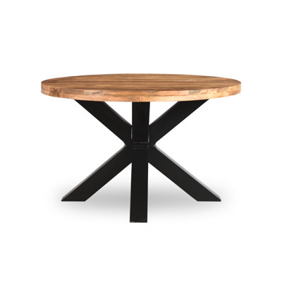  Milano Solid Wood Round Dining Table 59" with Iron Legs