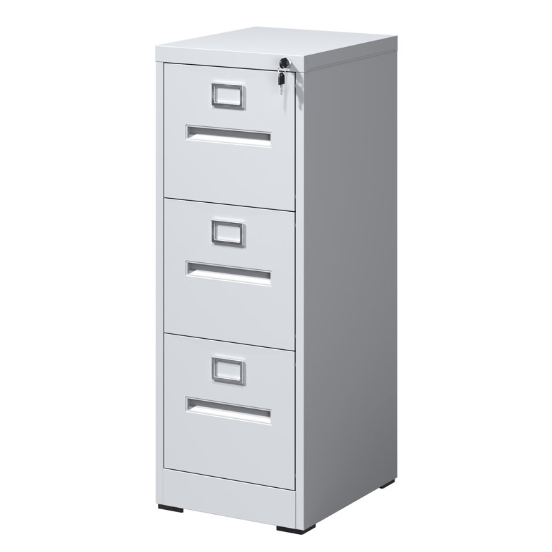3 Drawer File Cabinet With Lock Metal Vertical File Cabinet Office Home, A4 Legal/Letter Size Narrow File Cabinet Locked,Assembly Required