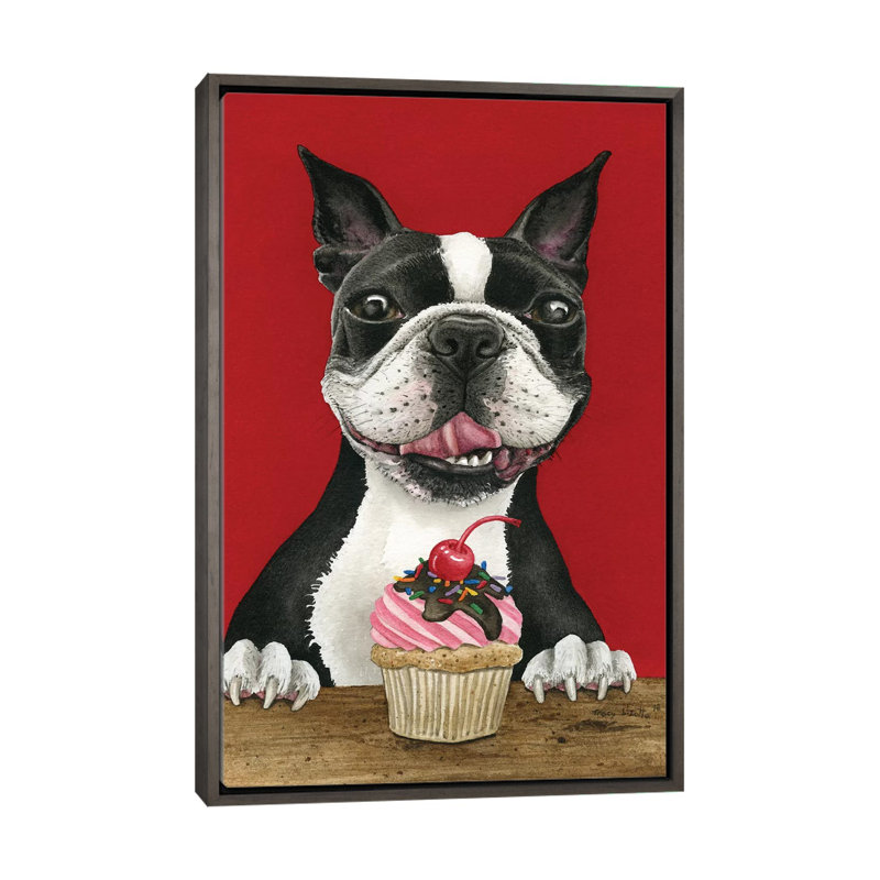«Boston Cupcake» par Tracy Lizotte - impression, Toile encadrée de bois rustique foncé, Aucun mat
