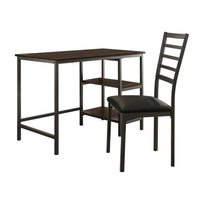 Ensemble de bureau d'écriture et chaise de style industriel 2 pièces avec structure en métal, finition noire