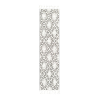 Tapis gris / ivoire en polyester tissé à la machine Jojean