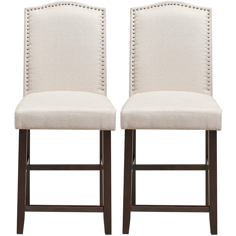 Upholstered Bar Stool with Solid Wood Frame