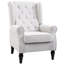 Fauteuil d'appoint à dossier haut capitonné crème blanc avec pieds en bois d'eucalyptus-1816359369