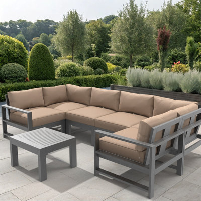 Ensemble de coussin de siège et de dossier rembourré en mousse pour l'extérieur, mousse de 5 po d'épaisseur, mobilier de terrasse résistant aux rayons UV - beige
