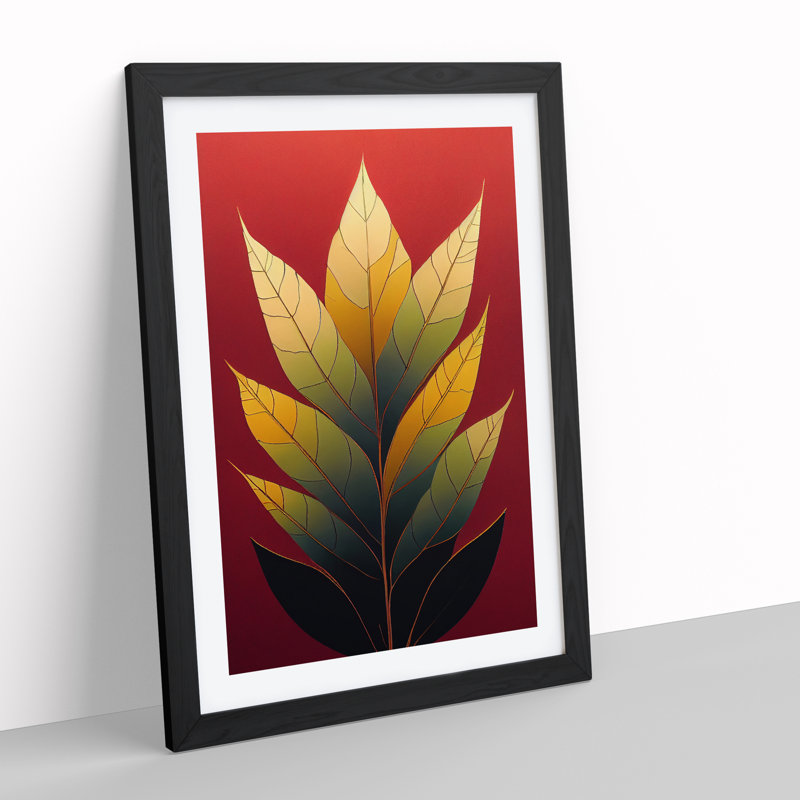 A Pleasant Leaf - Wall Art, Black Framed, 66cm H x 48cm W x 2cm D, White