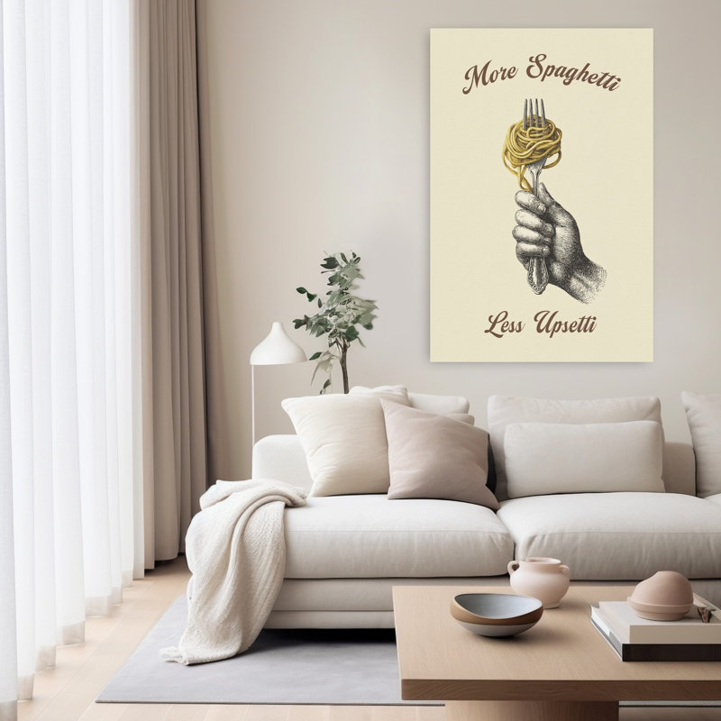 «More Spaghetti Less Upsetti», art mural rétro rustique rétro, H 60 po x l 40 po