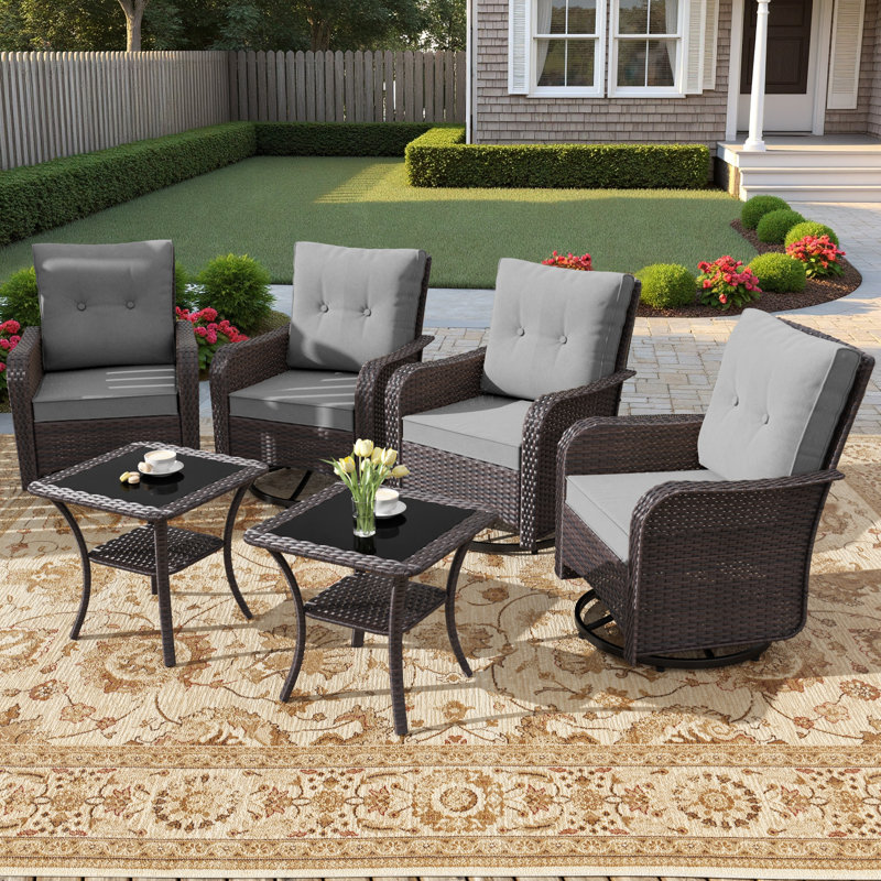 Imalai Wicker Patio Conversation Set with Cushions, Gray
