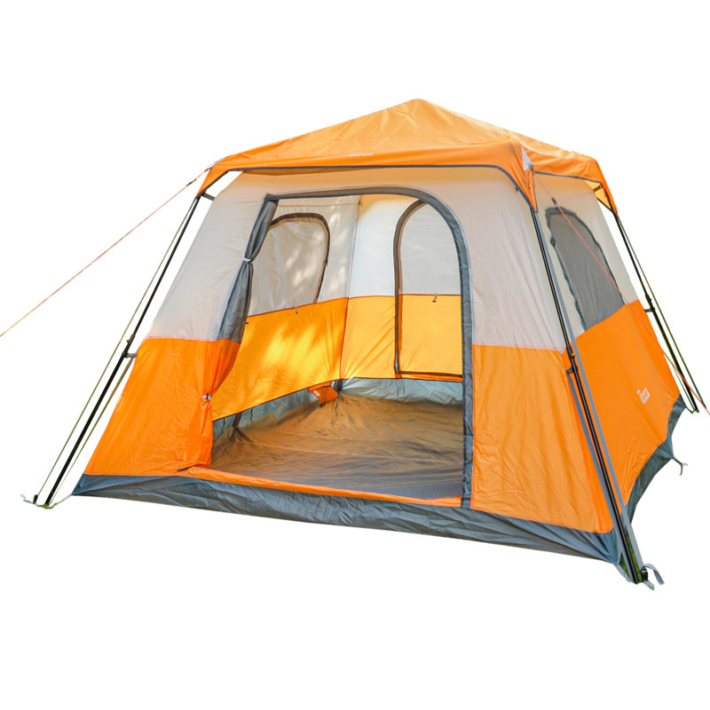 Tente de camping pour 6 personnes, Orange/Blanc