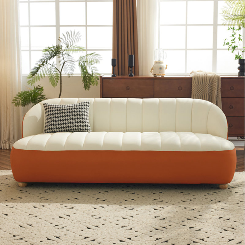 Canapé français simple de style crème, Orange / blanc cassé
