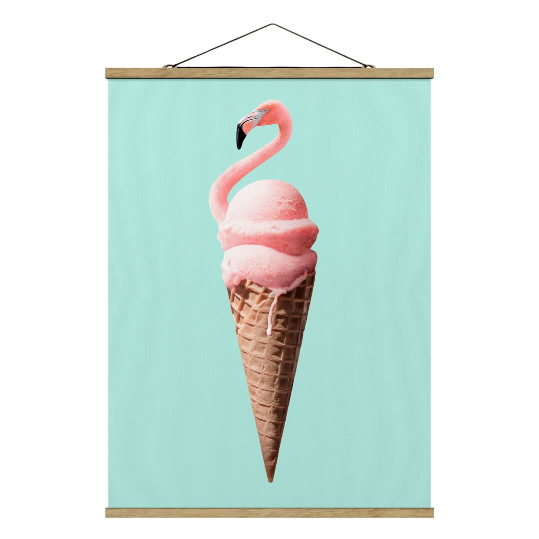 Stoffbild Eiscreme mit Flamingo von Jonas Loose