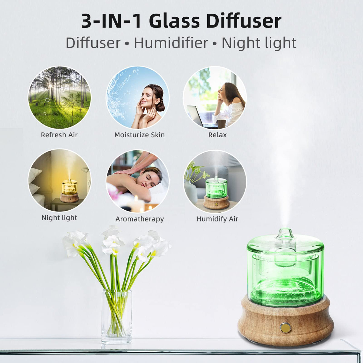 Corrigan Studio® Glass Essential Oil Diffuser, 80ML Small Glass ...