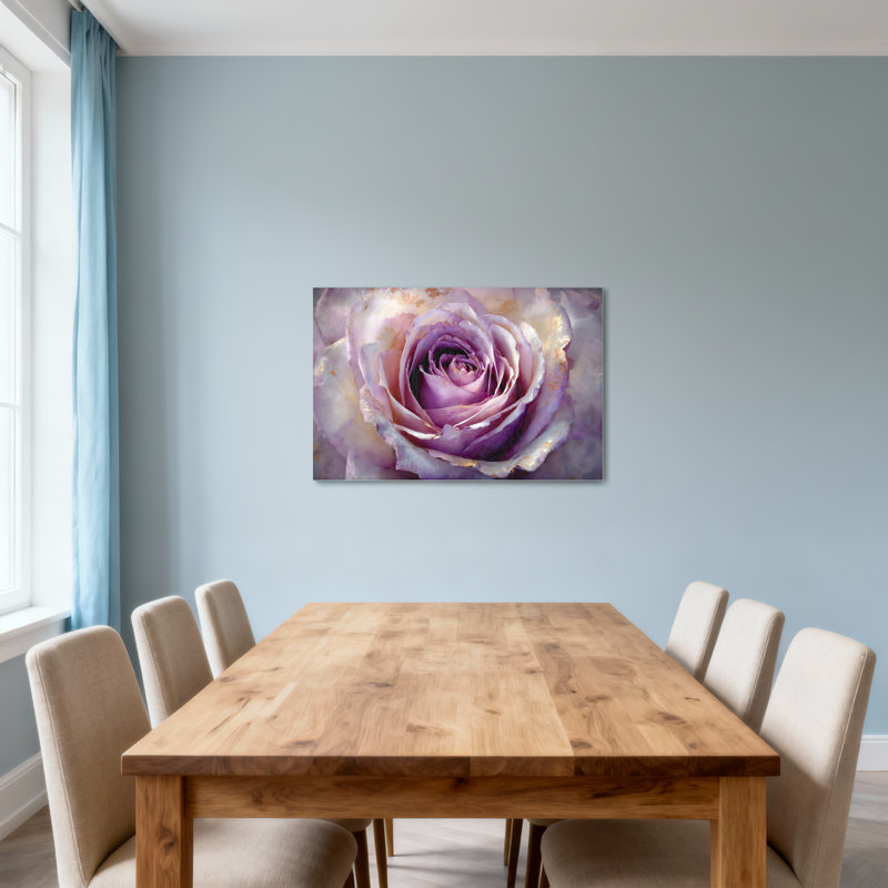 Plantes et fleurs, rose mauve, reproduction d'art sur toile, H 20 po x l 30 po