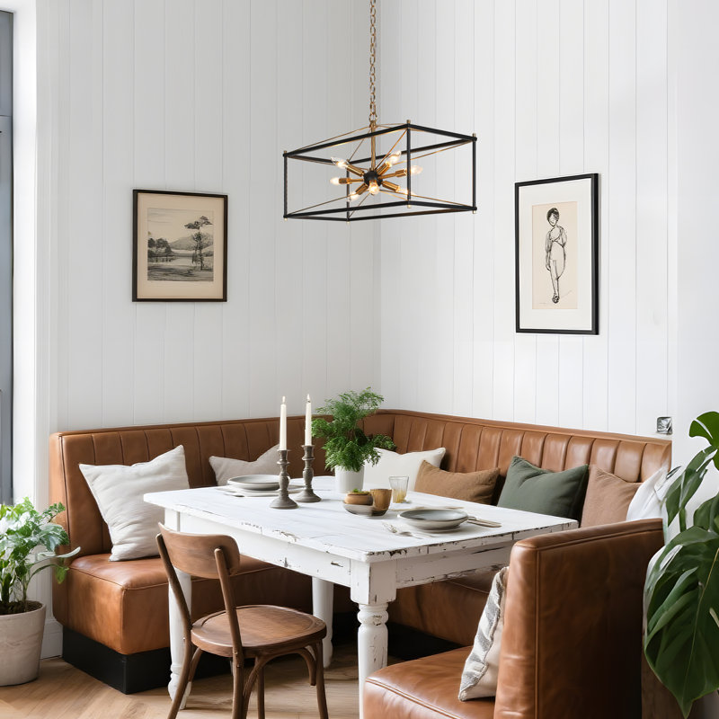 8-Light Modern Lantern Square Sputnik Metal Chandelier