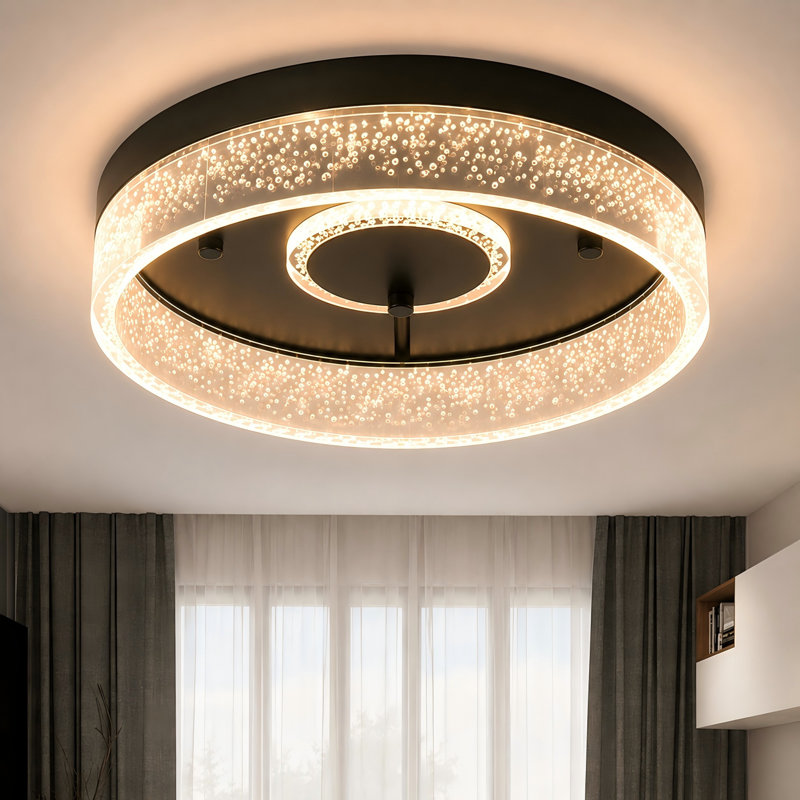  12" Dimmable Integrated LED Flush Mount, Black