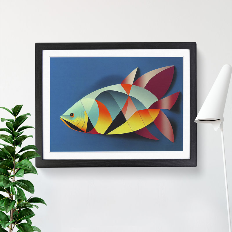 XH1022-6608X Painted Fish Vol.5 - Single Picture Frame Print, 46cm H x 64cm W x 2cm D, Black Framed