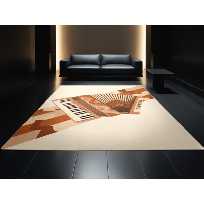Machine Washable Oweda Accordion Sleek & Chic Modern Geometric Rug in Beige – Beige Binding