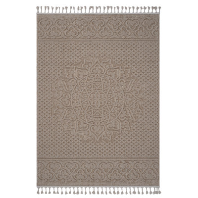 Beige Medallion Indoor/Outdoor Area Rug (8X10)