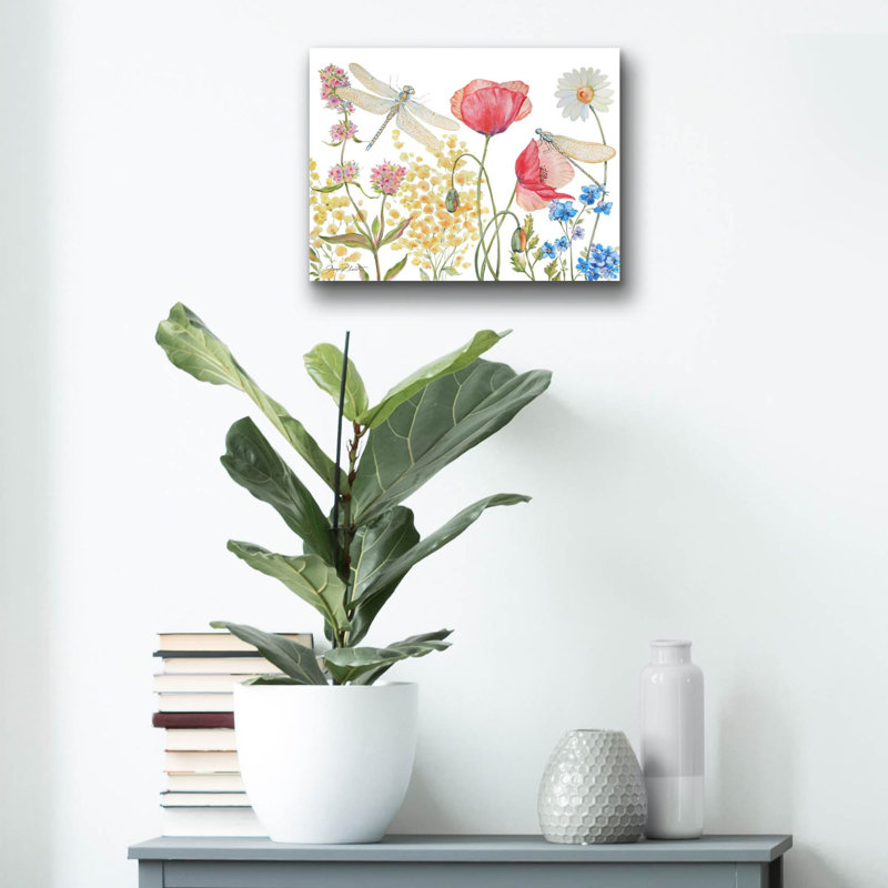 «Dragonfly Garden Delight B» par Jean Plout, art mural en verre acrylique, H 12 po x l 16 po x P 0,13 po