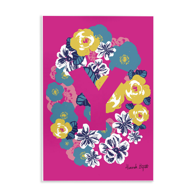 Art floral sur bois, lettre Y par Hannah Louise Byatt, H 15 po x l 10 po