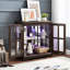 Armoire à finition antique avec tablettes réglables en verre, éclairage à DEL, cerisier pour les lumières de la maison, décor décoratif