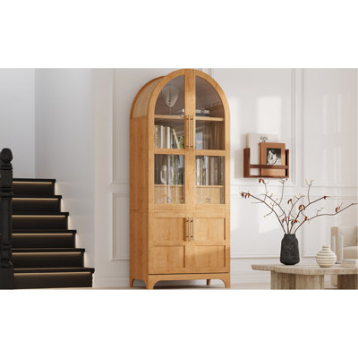 Armoire arquée avec 4 portes, tablettes réglables et tiroir caché, hauteur de 71 po pour le rangement des fonctions de la salle de lecture dans la cuisine