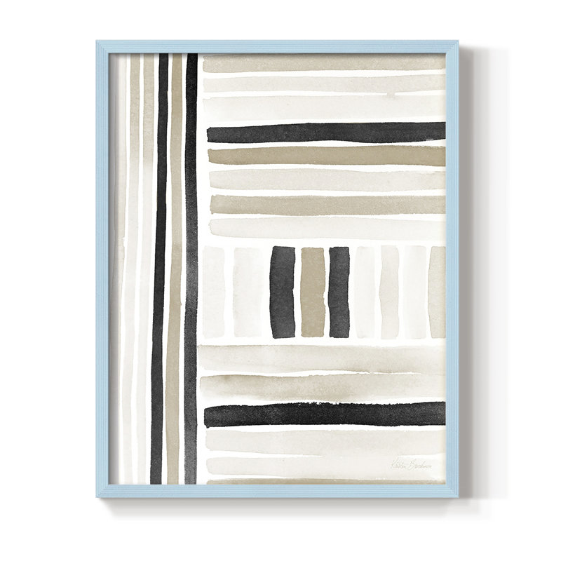 «Neutral Lines II», reproduction encadrée - bois massif, Bleu, H 10 po x l 8 po