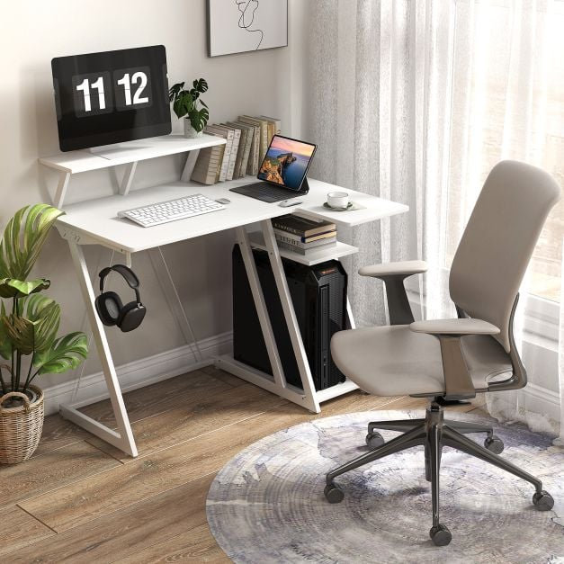 L-Shaped Metal Base Computer Desk