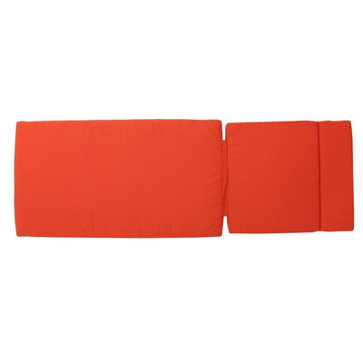  Salem Outdoor Chaise Lounge Cushion with Ties, Water Resistant, Orange Patio Pad