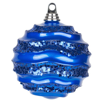 Stripe Candy Glitter Wave Ball Christmas Ornament