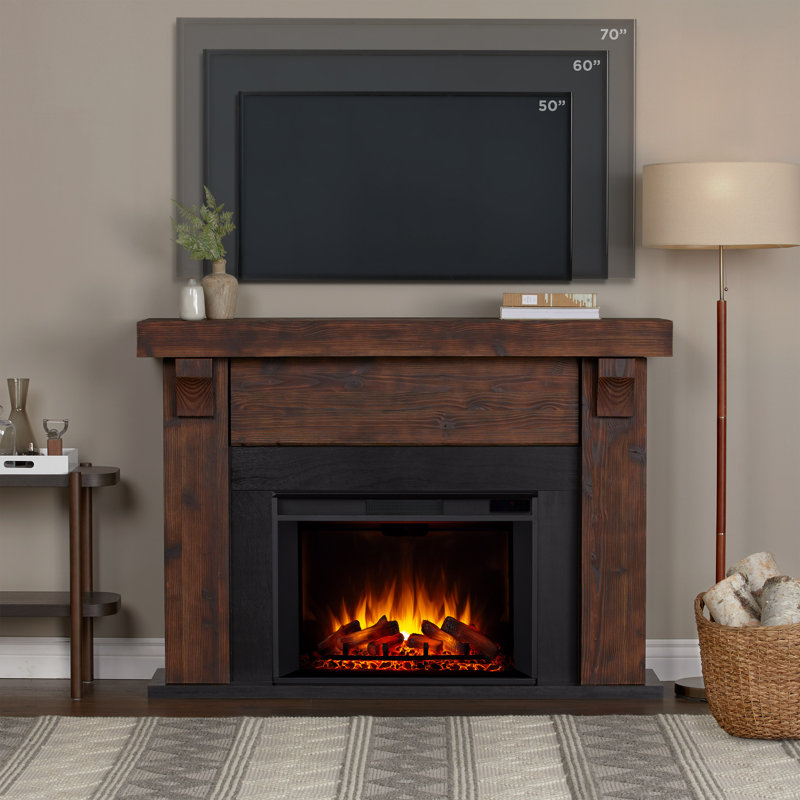 White Electric Fireplace with Mantel, 60" Tall