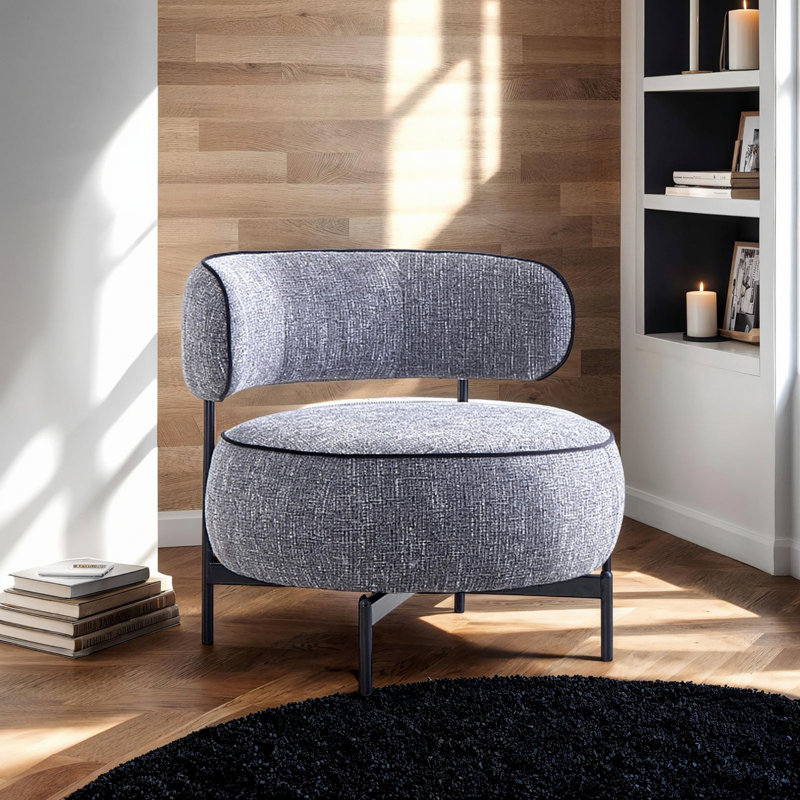 Chaise pivotante de conception moderne avec dossier incurvé et pieds en métal, Gris foncé