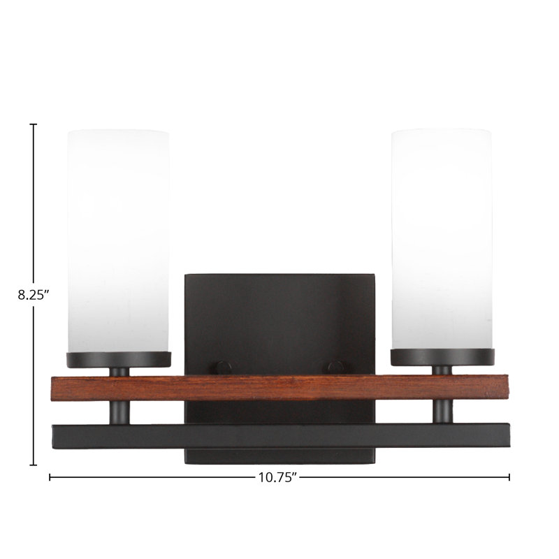 Belmont 2 Light Bath Bar, Matte Black/Painted Wood