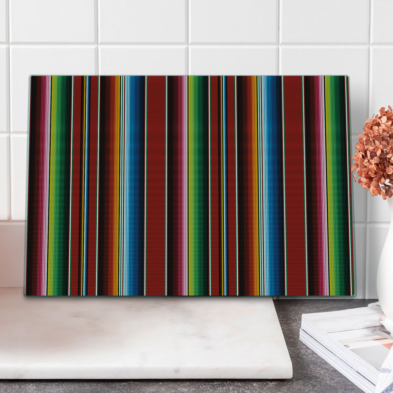 Ambesonne Cinco de Mayo Cutting Board Large Size Vertical Lines Design Multicolor