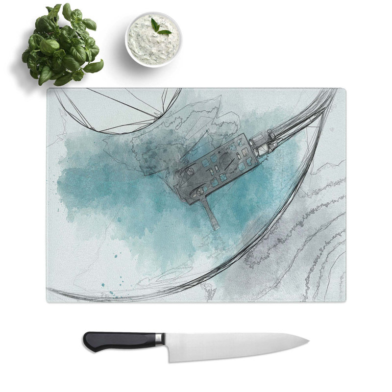 Tempered Glass the Record Player Needle in Abstract Chopping Board, 28.5 cm W x 20 cm L