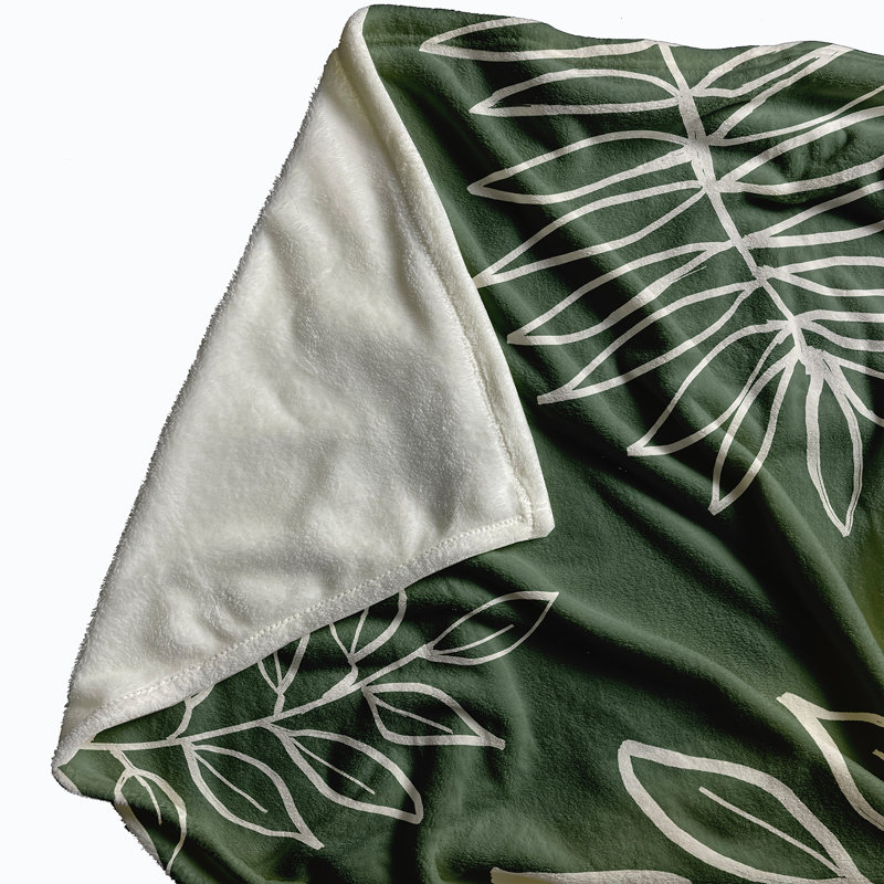 Throw Blanket, 60" L x 50" W, Herb Green (Green/Off White)