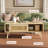 Mid Century Modern Coffee Table with Storage, 41.3 Inch Rectangle Wooden Accent Center Tables with Sliding PE Rattan Woven Door Panel and  Wood Legs, Suitable for Living Room, Apartment-1690702450