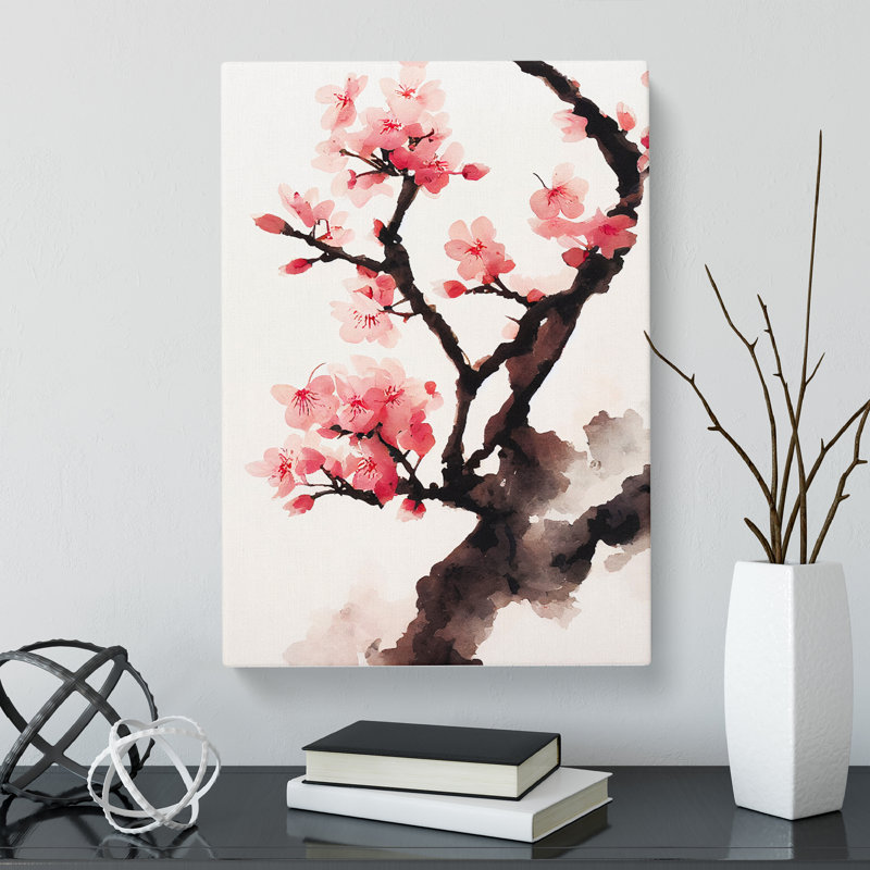 Watercolour Cherry Blossom Tree Vol.2 - Wrapped Canvas, 76cm H x 50cm W x 3cm D