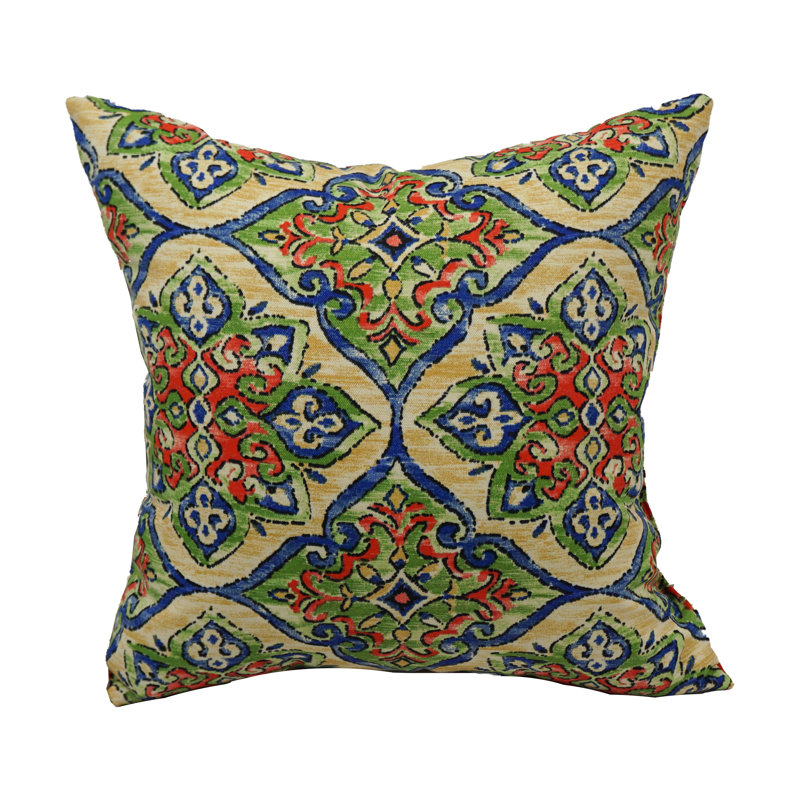 Vibrant Green and Blue Polyester Outdoor Throw Pillows, Set of 4