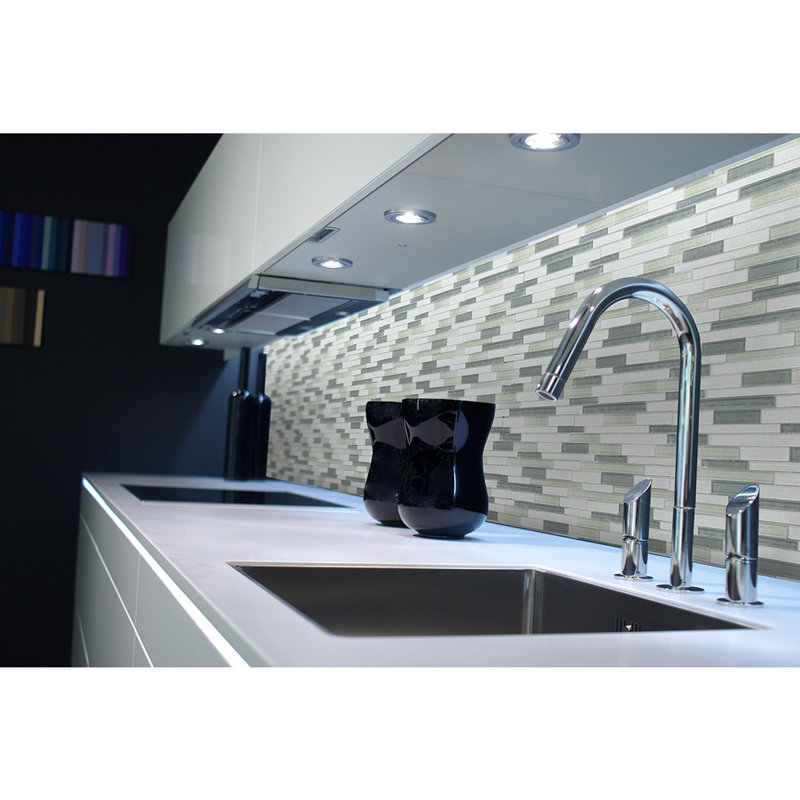 Geo 12 in. x 12 in. Textured Glass Straight Edge Brick Mosaic Wall & Pool Tile, Monte Sargo