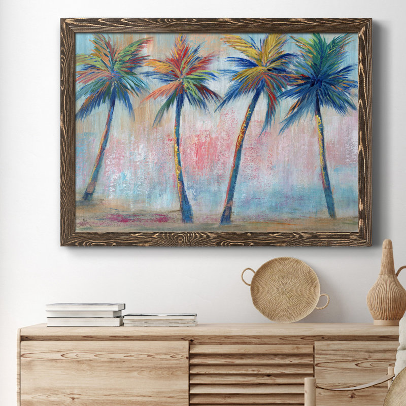 Color Pop Palms - Reproduction d'art sur toile encadrée, H 31,5 po x l 23,5 po x P 1,5 po, Noyer