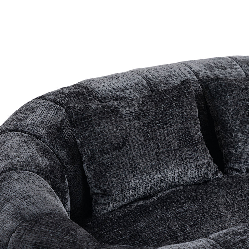 Accent Floor Soft Lounge Chair Back Bean Bag Chair Couch for Adults and Kids, Black Chenille