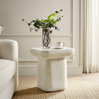 Alduara 19.75" Tall Modern Concrete Top End Table