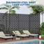 Paravent d'extérieur autoportant en métal avec support, 119 x 183 cm (47 x 72 po), panneau de séparation décoratif pour jardin/terrasse - Acier galvanisé antirouille - Noir - Grille carrée