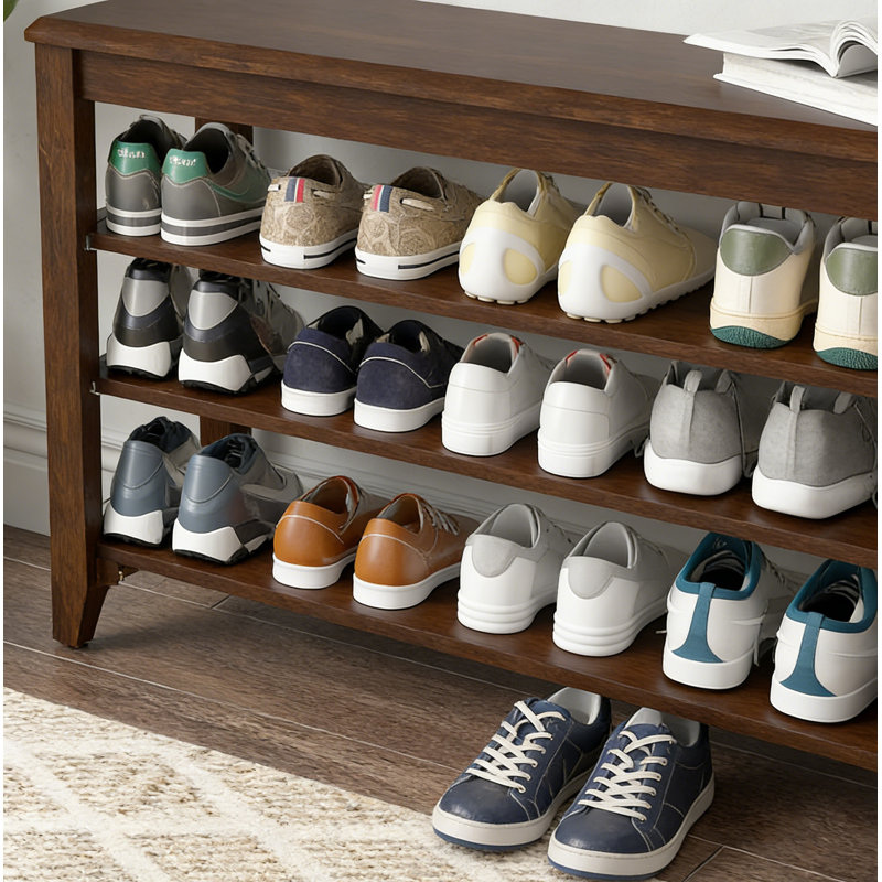 Banc d'entrée pour chaussures avec tablettes réglables, 20.6" H x 31.5" W x 11.8" D