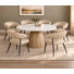 Petra 54'' White Marble Top Dining Table with 6 Leather Chairs